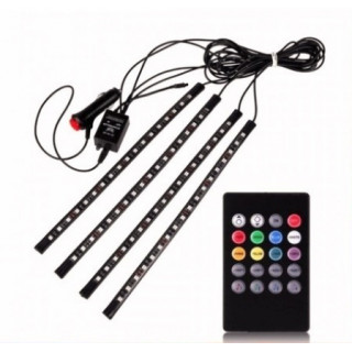 Set 4 benzi LED auto RGB cu telecomanda