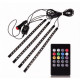 Set 4 benzi LED auto RGB cu telecomanda