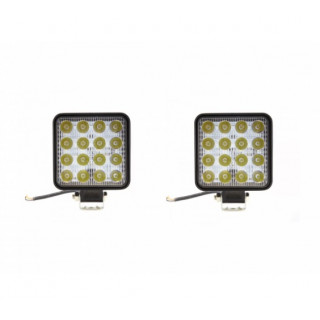 Set 2 x Proiectoare auto, Patrate, 48W, 16 Led-uri