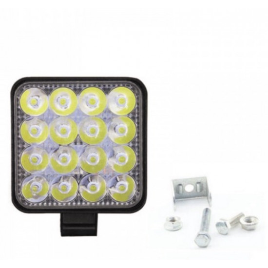 Set 2 x Proiectoare auto, Patrate, 48W, 16 Led-uri