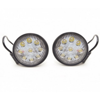 Set 2 proiectoare rotunde 27W (17 mm), 9 Led-uri Set 2 proiectoare rotunde 27W (17 mm), 9 Led-uri