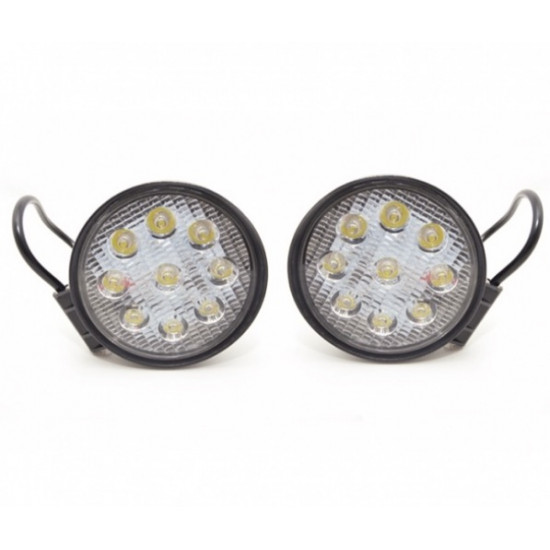 Set 2 proiectoare rotunde 27W (17 mm), 9 Led-uri