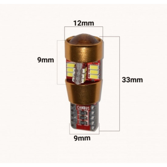 Set 2 becuri T10, 27 led, lupa, Super Canbus