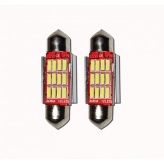 Set 2 x Bec LED 41mm SOFIT, 12LED, 12V, ALB, 4012