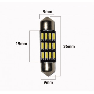 Set 2 x Bec LED 36mm, 12LED SMD, 12V, ALB, 4014 Set 2 x Bec LED 36mm, 12LED SMD, 12V, ALB, 4014