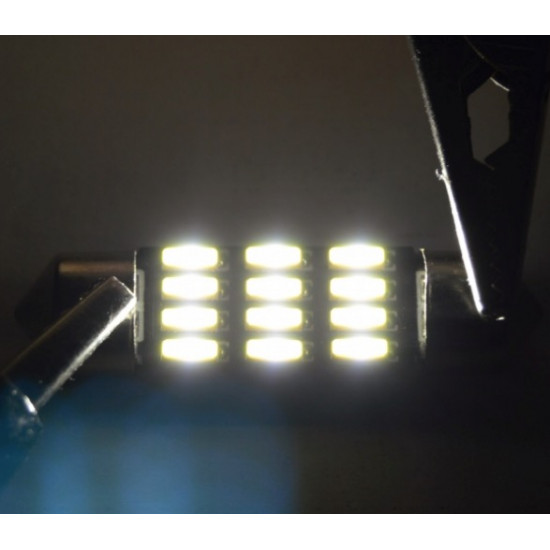 Set 2 x Bec LED 36mm, 12LED SMD, 12V, ALB, 4014