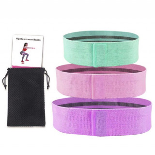 Set 3 benzi elastice din material, 3 niveluri de rezistenta, saculet inclus Set 3 benzi elastice din material, 3 niveluri de rezistenta, saculet inclus