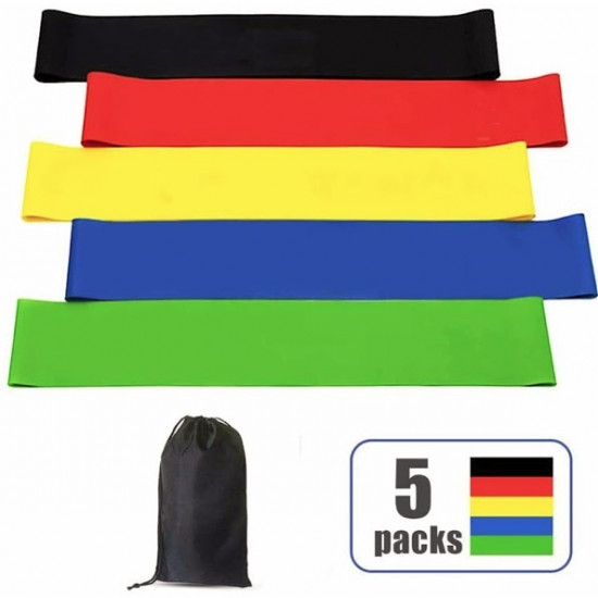 Set 5 benzi elastice de rezistenta pentru fitness, yoga, antrenamente