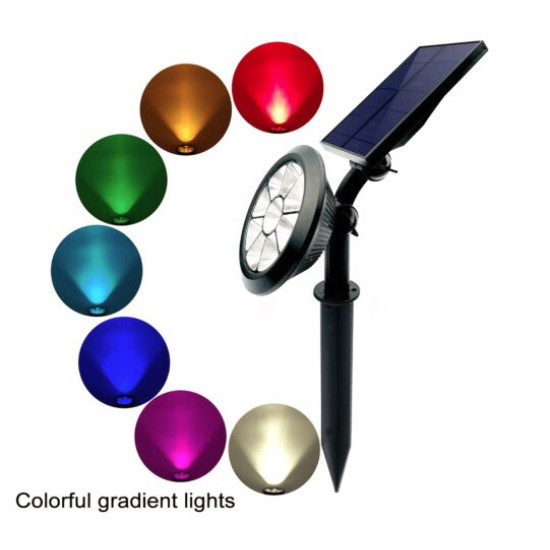 Proiector solar  cu 9 LED-uri RGB pentru gradina