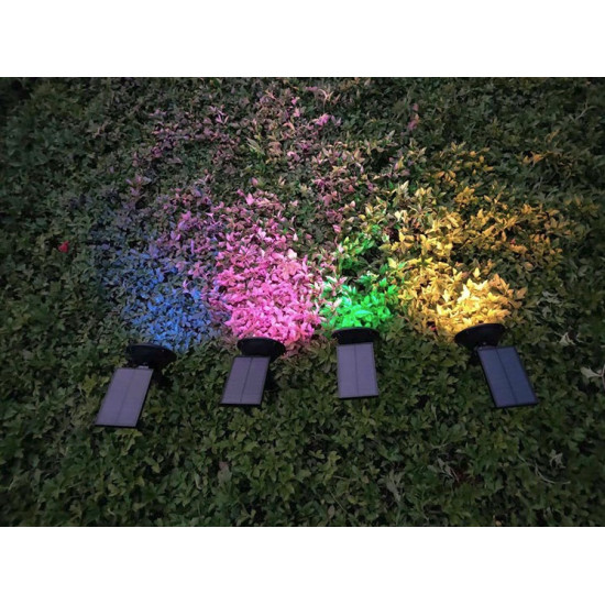 Proiector solar  cu 9 LED-uri RGB pentru gradina