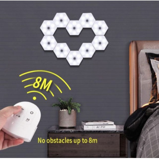 Set 3 lampi modulare Hexagon, 15 culori RGB, telecomanda, senzor tactil Set 3 lampi modulare Hexagon, 15 culori RGB, telecomanda, senzor tactil