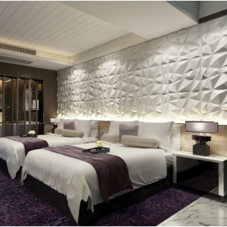 5 x TAPET 3D forme geometrice ALB, auto-adeziv pentru interior, 50 cm L x 50 cm H 