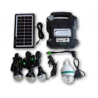 Kit solar portabil Gdlite GD-1000A, USB, bluetooth, radio FM, MP3, 4 becuri incluse