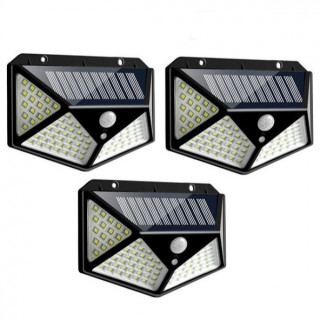 Set 3 x Lampa 100 LED cu panou solar, senzor de miscare