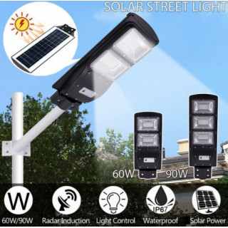 Lampa stradala pentru exterior Jortan cu incarcare solara si senzor de miscare 30/60/90 w  - cu panou solar inclus